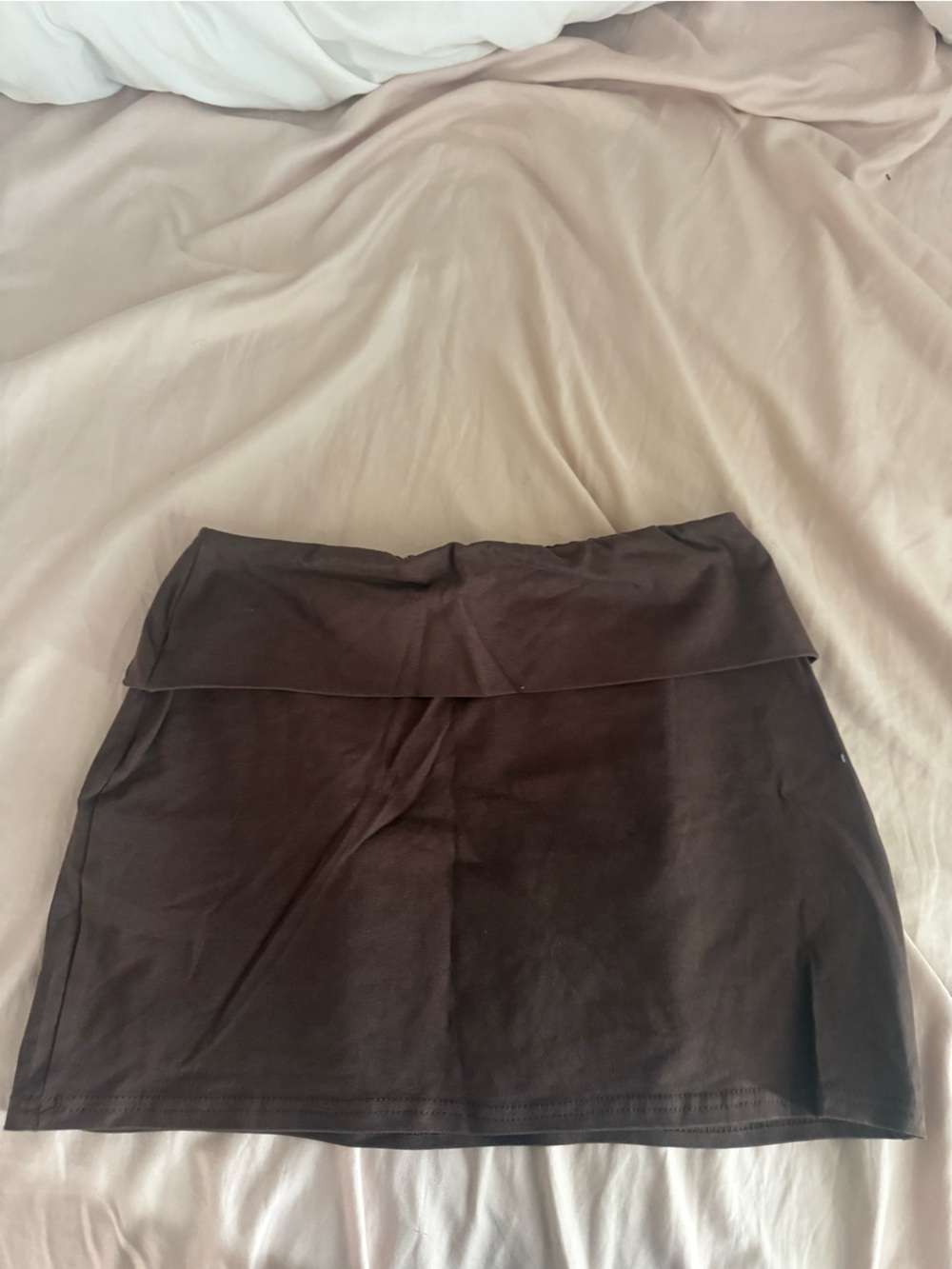 Brown foldover mini skirt